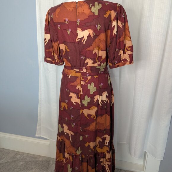 Princess Highway Horse Motif Dress, Linen/Cotton Blend, Size 12 - Picture 8 of 9